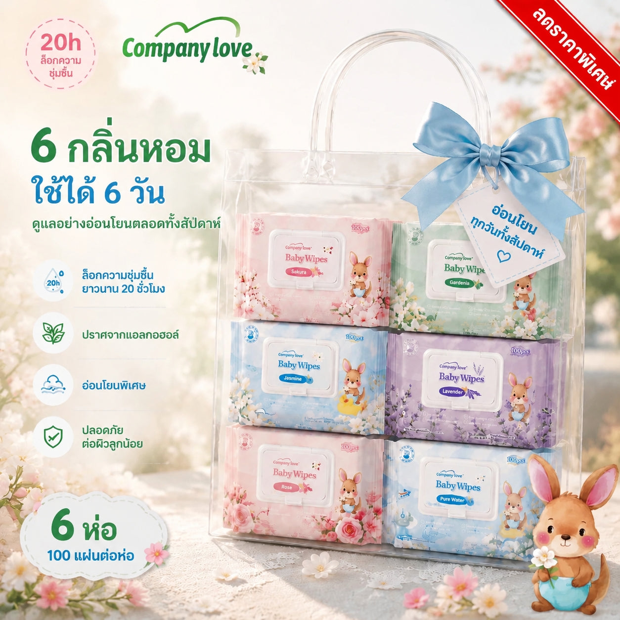 Company Love Baby Wipes 湿巾 大包装 500片 温和配方 婴儿清洁湿巾 温和配方 男童 女童 新生儿 Gardenia wipes