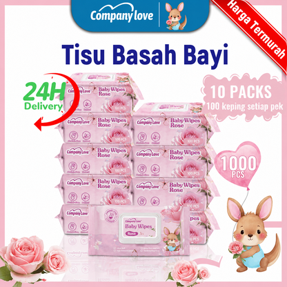 ทิชชู่เปียกเด็ก Company Love สูตรอ่อนโยน กลิ่นดอกกุหลาบ แพ็ค 100 แผ่น