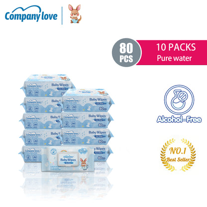 【ส่งฟรี 10 ชุด】Company Love ทิชชู่เปียกเด็ก สูตรอ่อนโยน 800 แผ่น (80 แผ่น x 10 แพ็ค)