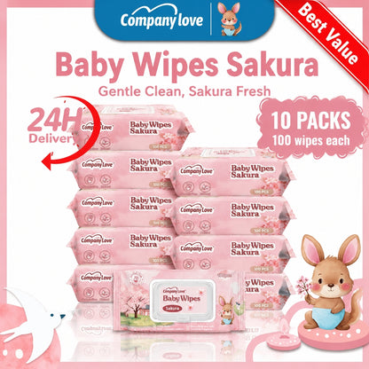 [THAILAND FREE SHIPPING] Company Love Sakura Baby Wipes 1000 Sheets | 100 Sheets × 10 Packs