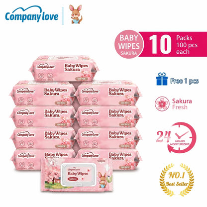 [THAILAND FREE SHIPPING] Company Love Sakura Baby Wipes 1000 Sheets | 100 Sheets × 10 Packs