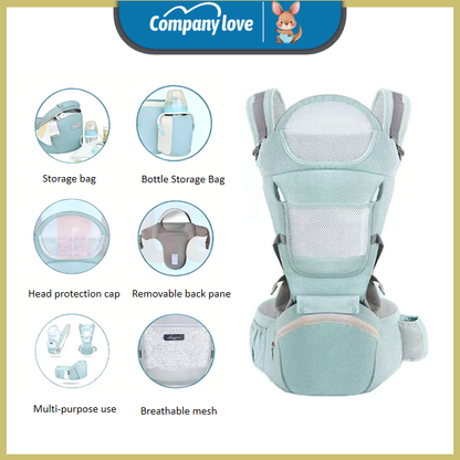Company Love สายคล้องทารกแรกเกิดและเก้าอี้คาดเอวอเนกประสงค์: ที่นั่งที่สบาย ระบายอากาศได้ดี ปรับได้ และสามารถจัดเก็บได้