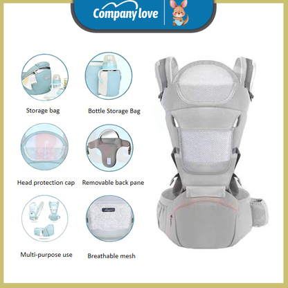 Company Love สายคล้องทารกแรกเกิดและเก้าอี้คาดเอวอเนกประสงค์: ที่นั่งที่สบาย ระบายอากาศได้ดี ปรับได้ และสามารถจัดเก็บได้