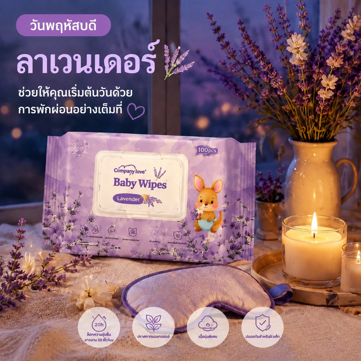 [สินค้าใหม่เปิดตัว] ชุดของขวัญทิชชู่เปียก กลิ่นหอม 6 สไตล์ Company love Baby Wipes แพ็ค 6 ห่อ กลิ่นซากุระ/ดอกมะลิฝรั่ง/กุหลาบ/ลาเวนเดอร์/ดอกมะลิ/น้ำบริสุทธิ์ มี 2 ขนาด 100 แผ่น & 80 แผ่น