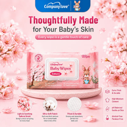 [THAILAND FREE SHIPPING] Company Love Sakura Baby Wipes 1000 Sheets | 100 Sheets × 10 Packs