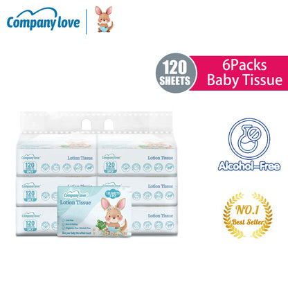 【热销！3层 720张】Company Love Baby Pure 软包面巾纸 3层 120张 6包入 (纸巾 抽取式纸巾)