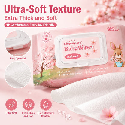 [THAILAND FREE SHIPPING] Company Love Sakura Baby Wipes 500 Sheets | 100 Sheets × 5 Packs