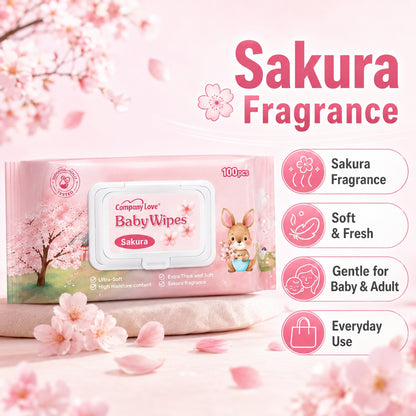 [THAILAND FREE SHIPPING] Company Love Sakura Baby Wipes 1000 Sheets | 100 Sheets × 10 Packs