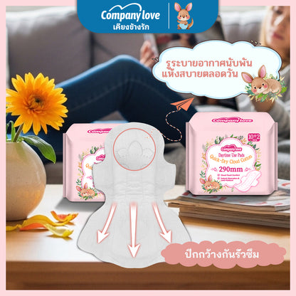 Company Love 卫生巾超薄防侧漏卫生巾 12 片装，带翼，带来舒适和支撑。采用 100% 纯棉制成，柔软舒适。