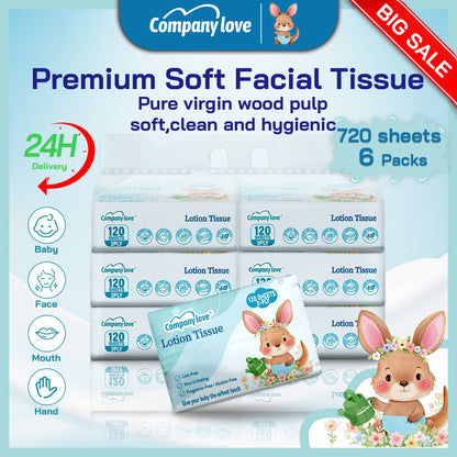【热销！3层 720张】Company Love Baby Pure 软包面巾纸 3层 120张 6包入 (纸巾 抽取式纸巾)