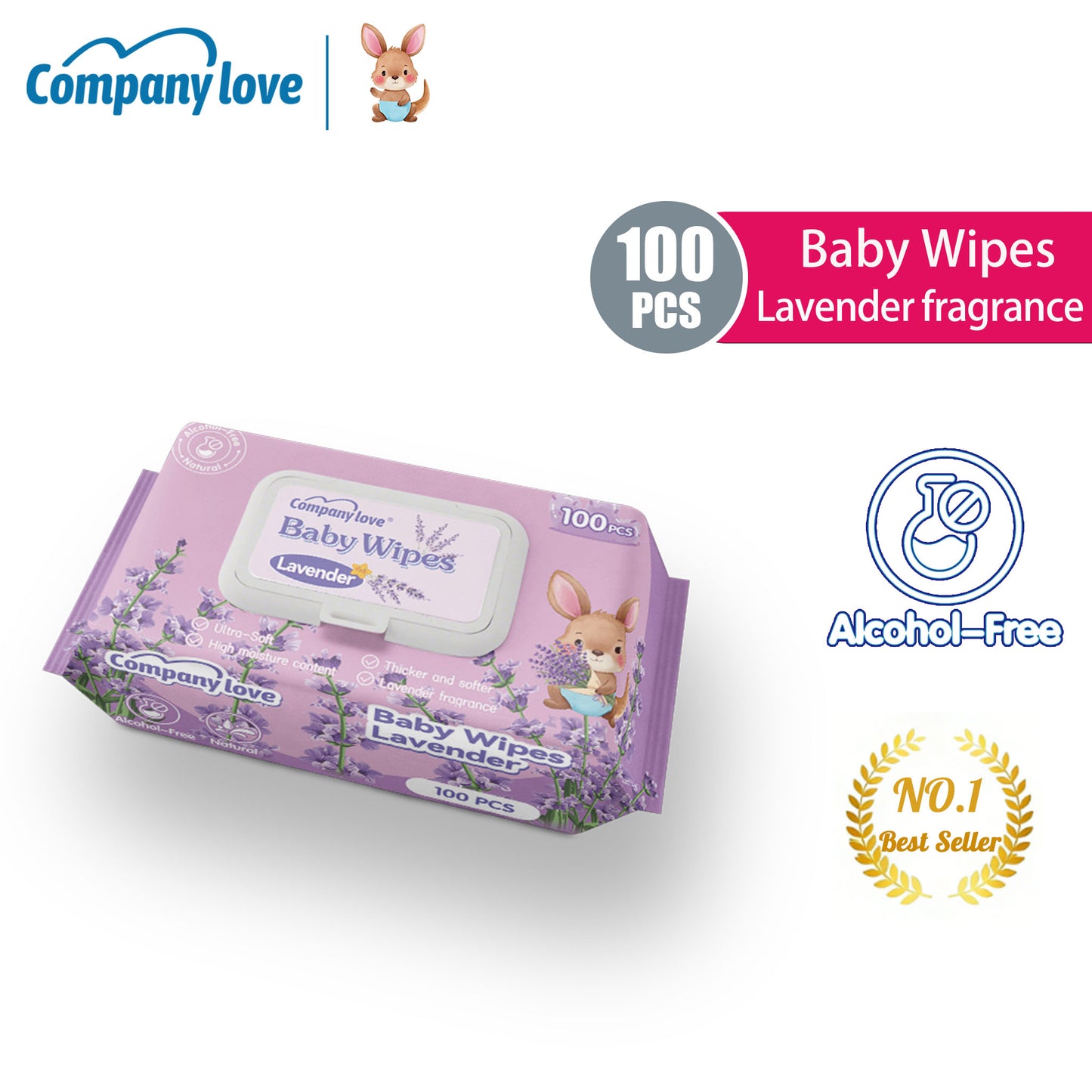 【ผลิตภัณฑ์ใหม่】ทิชชู่เปียก กระดาษเปียก ลาเวนเดอร์ Comapny Love Baby Wipes มีฝาปิด ขนาดพกพา ไม่มีแอลกอฮอล์ พร้อมจัดส่ง