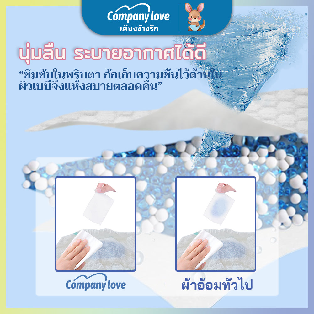 【Free 3 Pcs】Company Love Baby Diaper Tape Pants กางเกงผ้าอ้อมเด็ก-NB68/M42/L40 /XL38/XXL34/XXXL32/XXXXL30 แพมเพิส ผ้าอ้อมเด็กสำเร็จรูป