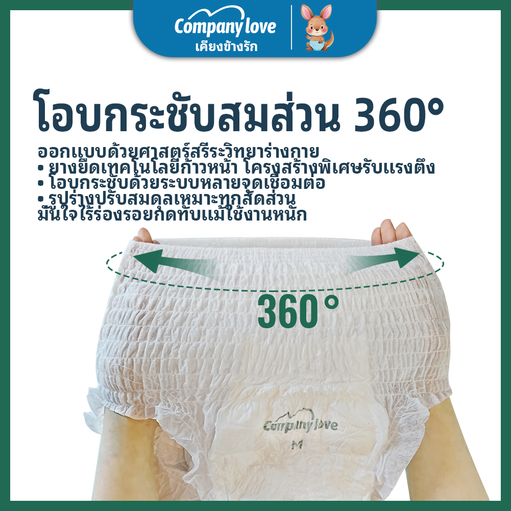 【ชุดรวม 5 ชุด】ไม่รู้สึก ผ้าอ้อมผู้ใหญ่ Company Love ใช้ได้ทั้งชายหญิง ปลี่ยนง่าย S/M/L/XL/XXL(1แพ็ค/9ชิ้น) ผ้าอ้อมผู้ใหญ่ 5 แพ